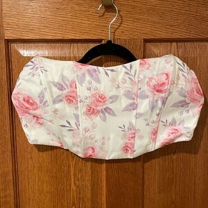 White fox strapless corset top